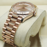 Rolex Day-Date Rose Diamond Dial Fluted Bezel 36mm 128235