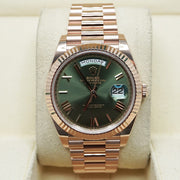 Rolex Day-Date 40 Presidential 228235 Fluted Bezel Olive Green Dial