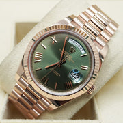 Rolex Day-Date 40 Presidential 228235 Fluted Bezel Olive Green Dial