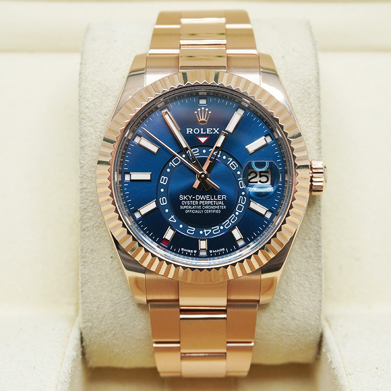 Blue Dial Rolex Sky Gold Everose Gold Rose Gold Rolex Day Dweller