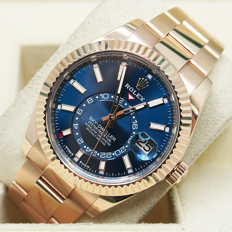 Shop Rolex Sky-Dweller Rose Gold Blue Dial Watch | 336935 | FCT