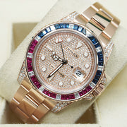 Rolex GMT-Master II "Saru" 40mm 126755SARU Rose Gold Pave Rose Dial