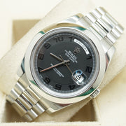 Rolex Day-Date 41mm Platinum Smooth Bezel 218206 Black Dial