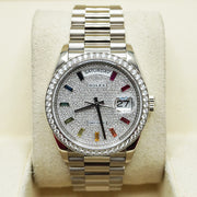 Rolex Day-Date 36 White Gold Diamond Bezel Diamond-Paved Dial 128349RBR