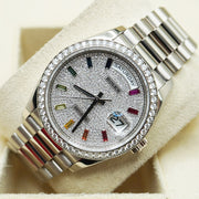 Rolex Day-Date 36 White Gold Diamond Bezel Diamond-Paved Dial 128349RBR