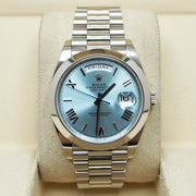 Rolex Day-Date 40 Platinum Presidential 228206 Smooth Bezel Ice Blue Dial Pre-Owned