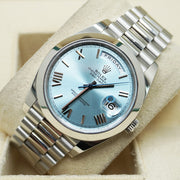 Rolex Day-Date 40 Platinum Presidential 228206 Smooth Bezel Ice Blue Dial Pre-Owned