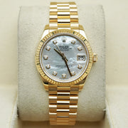 Rolex Datejust Mother Of Pearl Diamond Dial Fluted Bezel 31mm 278278