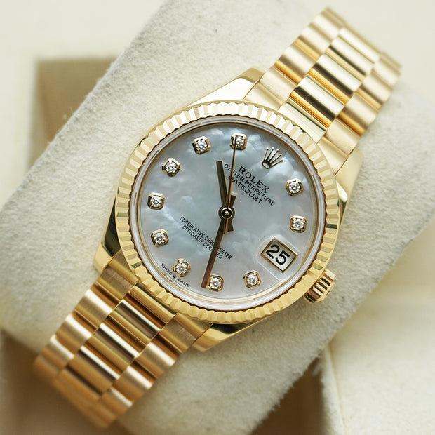 Rolex Datejust Mother Of Pearl Diamond Dial Fluted Bezel 31mm 278278