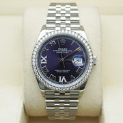 Rolex Datejust Purple Roman Numeral Dial Diamond Bezel 36mm 126284RBR