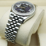 Rolex Datejust Purple Roman Numeral Dial Diamond Bezel 36mm 126284RBR