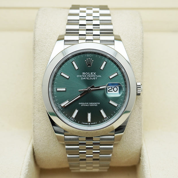 Rolex Datejust 41mm Mint Green Dial Smooth Bezel 126300