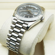 Rolex Day-Date 40 Presidential 228239 Fluted Bezel Dark Rhodium Stripe Motif Dial Pre-Owned