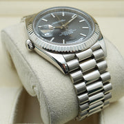 Rolex Day-Date 40 Presidential 228239 Fluted Bezel Dark Rhodium Stripe Motif Dial Pre-Owned