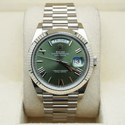 Rolex Day-Date 40 Presidential 228239 Fluted Bezel Olive Green Dial