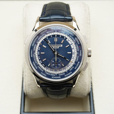 Patek Philippe World Time Chronograph Complication 39mm 5930G Blue Dial Pre-Owned