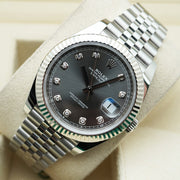 Rolex Datejust 41mm Slate Diamond Dial Fluted Bezel 126334