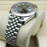 Rolex Datejust 41mm Slate Diamond Dial Fluted Bezel 126334