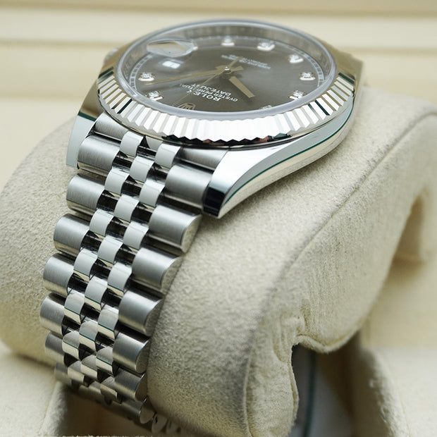 Rolex Datejust 41mm Slate Diamond Dial Fluted Bezel 126334