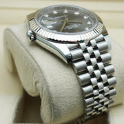 Rolex Datejust 41mm Slate Diamond Dial Fluted Bezel 126334