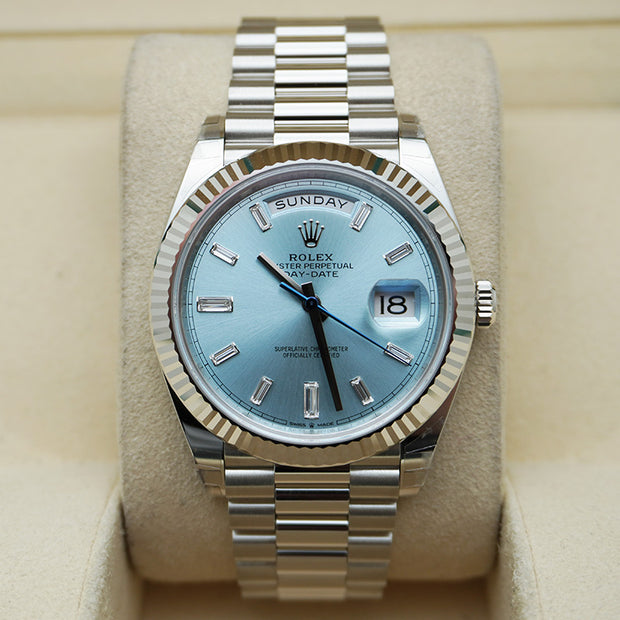 Rolex Day-Date 40 Platinum Ice Blue Diamond Dial 228236