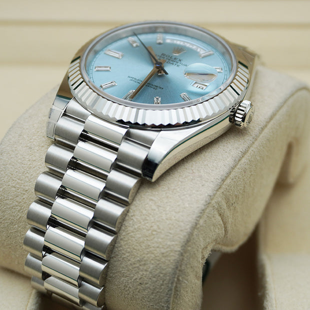 Rolex Day-Date 40 Platinum Ice Blue Diamond Dial 228236