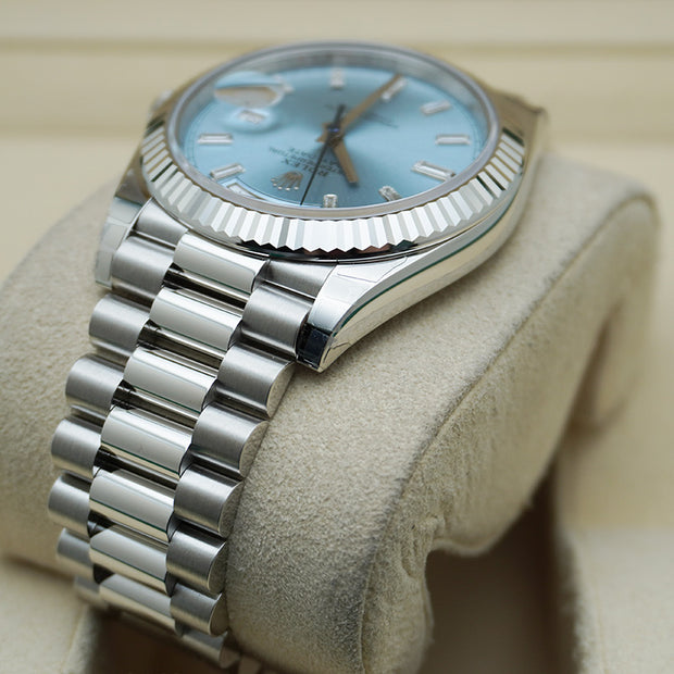 Rolex Day-Date 40 Platinum Ice Blue Diamond Dial 228236