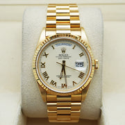 Rolex Day-Date 36mm Yellow Gold White Roman Dial 118238 Pre-Owned