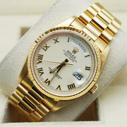 Rolex Day-Date 36mm Yellow Gold White Roman Dial 118238 Pre-Owned