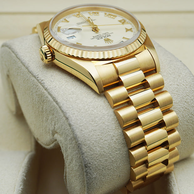 Rolex Day-Date 36mm Yellow Gold White Roman Dial 118238 Pre-Owned