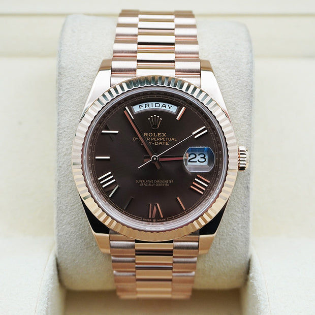 Rolex Day-Date 40 Presidential 228235 Fluted Bezel Chocolate Dial