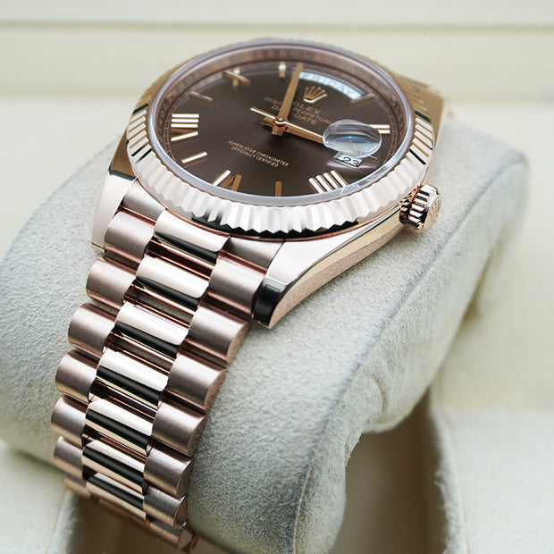 Rolex Day-Date 40 Presidential 228235 Fluted Bezel Chocolate Dial