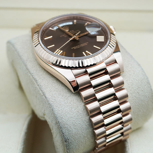 Rolex Day-Date 40 Presidential 228235 Fluted Bezel Chocolate Dial