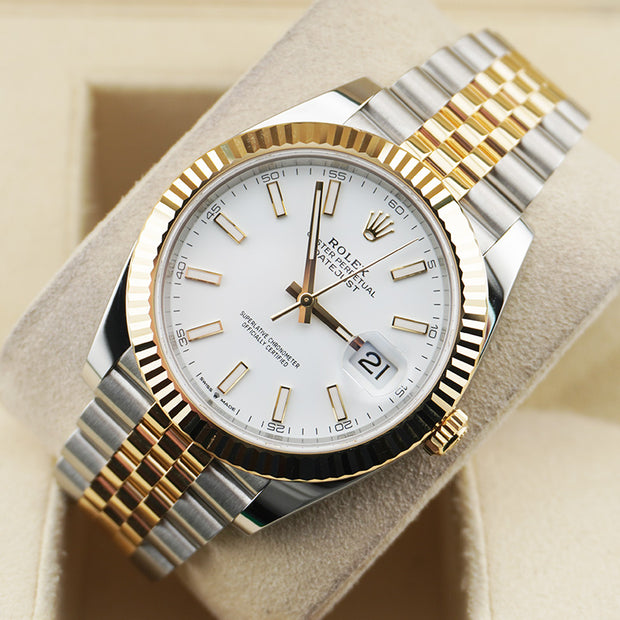 Rolex Datejust 41mm White Dial Fluted Bezel 126333