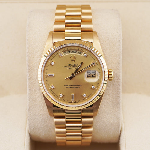 Rolex Day-Date 36mm Yellow Gold Diamond Dial 18238 Pre-Owned