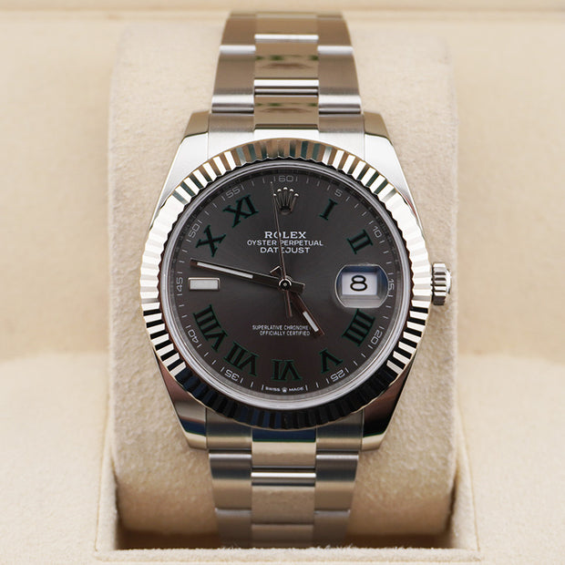 Rolex Datejust 41mm Slate Roman Numeral Dial Fluted Bezel 126334