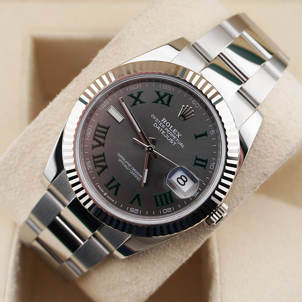 Rolex Datejust 41mm Slate Roman Numeral Dial Fluted Bezel 126334