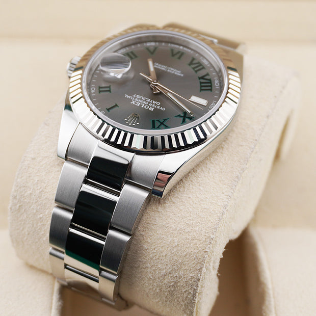 Rolex Datejust 41mm Slate Roman Numeral Dial Fluted Bezel 126334