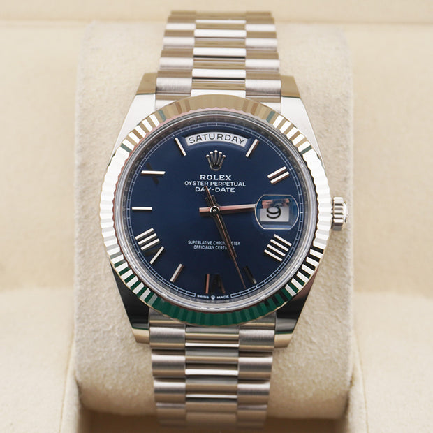 Rolex Day-Date 40 Presidential 228239 Fluted Bezel Blue Dial