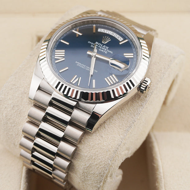 Rolex Day-Date 40 Presidential 228239 Fluted Bezel Blue Dial