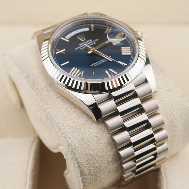 Rolex Day-Date 40 Presidential 228239 Fluted Bezel Blue Dial