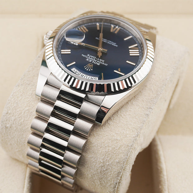 Rolex Day-Date 40 Presidential 228239 Fluted Bezel Blue Dial
