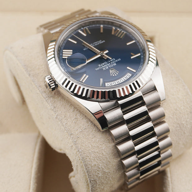Rolex Day-Date 40 Presidential 228239 Fluted Bezel Blue Dial