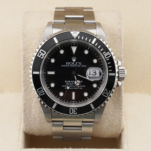 Rolex Submariner Date 40mm Stainless Steel Black Dial & Black Bezel 16610 Pre-Owned