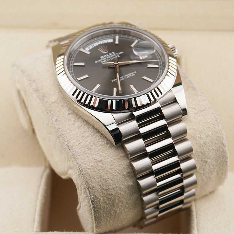 Shop Rolex Day-Date 40 White Gold Slate Dial Watch | 228239
