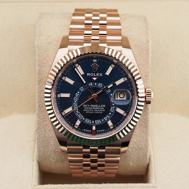 Rolex Sky-Dweller 42mm Blue Dial Rose Gold Jubilee Bracelet 336935