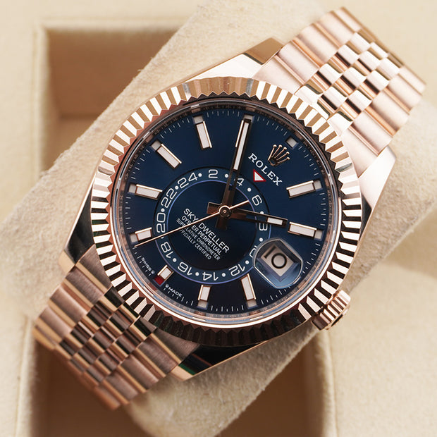 Rolex Sky-Dweller 42mm Blue Dial Rose Gold Jubilee Bracelet 336935