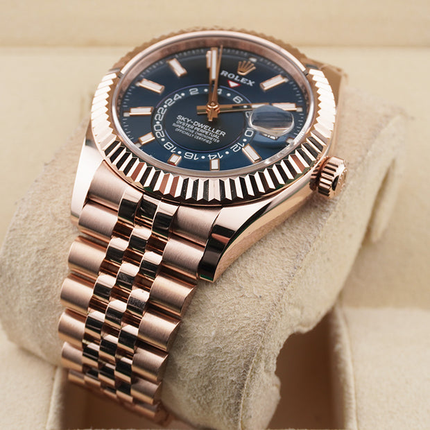 Rolex Sky-Dweller 42mm Blue Dial Rose Gold Jubilee Bracelet 336935