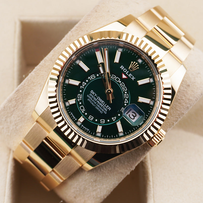 Rolex Sky-Dweller 336938 Oyster 42mm Green Dial Yellow Gold