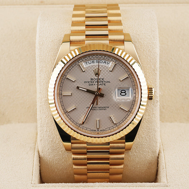 Rolex Day-Date 40 Presidential 228238 Fluted Bezel Silver Dial